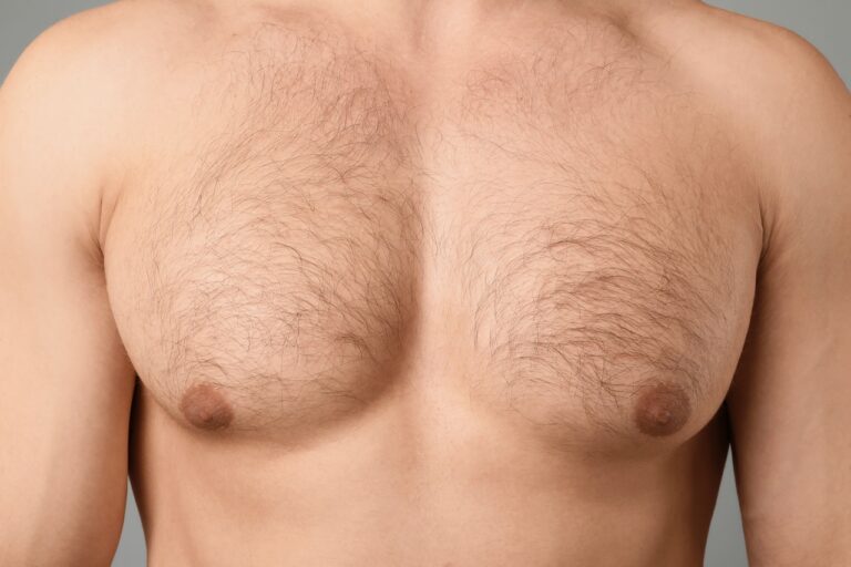 close up of man's chest with growth