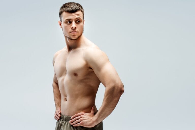 young muscular man posing